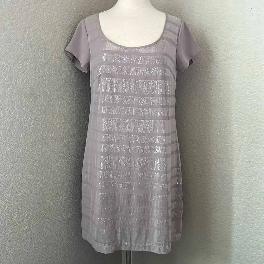 MATTY M light purple grey sequin detail dress
